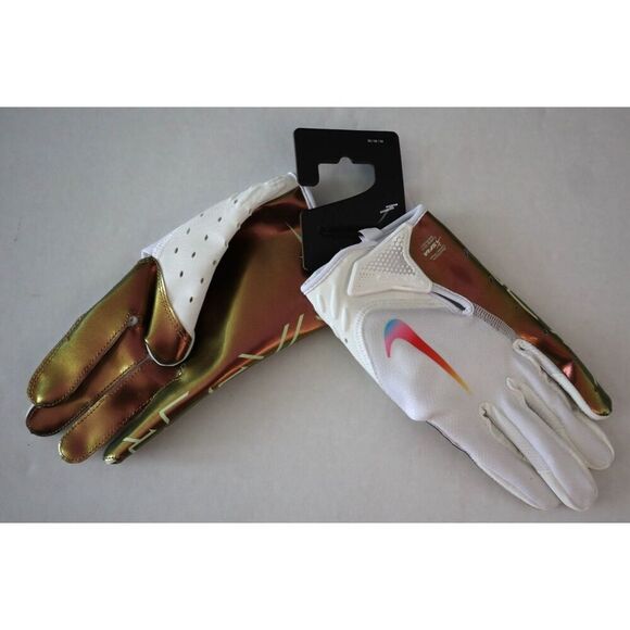 Nike Men' Sz M White/Iridescent Vapor Jet 7.0 Wide-Receiver Football Gloves - Picture 4 of 7